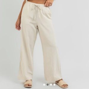 *NWT* Rhythm. Classic Drawstring Linen Pants in Oat Size 4